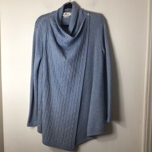 Vineyard Vines sweater women cashmere small Light Blue Cable & Rib Cowl Tunic
